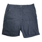 J.Jill  sz 16‎ Casual navy blue Linen Blend Stretch Shorts Elastic Waist Pockets Photo 0