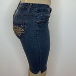 Y2K Size 7 Hip Jeans Smoked Denim Bermuda Shorts With Gold Stiching On Pockets Photo 1