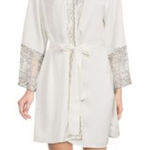 Flora Nikrooz $90 Angelique Lace Trim Charmeuse Robe M L Photo 0