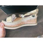 Pretty Little Thing NIB Sandals Espadrille Strappy Platform Gold Size 6 Vacation Photo 3