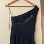 Monique Lhuillier NWT  Elegant Navy Blue One-Shoulder Dress Size 2 Photo 7