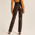 Abercrombie & Fitch NEW Vegan Leather 90s Straight Pant Photo 3