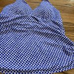 LL Bean Sunblocking Swimwear Halter Tankini‎ Top Blue White Beach Woman Size 16 Photo 2