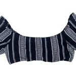 Lemlem Swim Luchia Pouf Bikini Top Short Sleeve Black White Medium NWT Photo 0