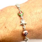 Cute Heart Shaped Enamel Over Startling Silver 925 Hearts Bracelet 7 Inch VTG Photo 0