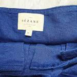 Sézane Sezane Amandine Button Front Tie Waist Linen Midi Skirt Blue Photo 6