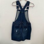 Wax Jean Denim jumper Dress MEDIUM Dark Blue Distressed Front Pocket Photo 4