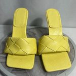 Source Unknown Yellow Woven Padded Slide Heels Square Toe Mule Sandals Women’s 8.5 Photo 0