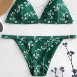 Zaful Deep Green Patterned Cheeky Bikini Bottoms Photo 0