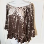 Neiman Marcus  Sanctuary Crushed Off Shoulder Velvet Top Julia Ruffle Mink M NWT Photo 4
