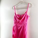 Retrofete Rosa Corset Drape Open Back Satin Maxi Slip Gown Dress Hot Pink Large Photo 10