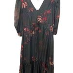 ALLSAINTS Rosi Nila Dark Khaki Green Tiered V-neck Midi Dress Sz 0 Photo 4