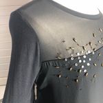 Lane Bryant Sheer Blouse Beaded Sequined Neckline Short Sleeves Black US 22/24 Photo 4