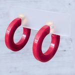 Vintage Clip On Earrings Retro Red Hoops Just Over 1" Photo 5