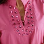 Caryn Lawn Rosemary Dress Gemstone Embellished Poplin Shirt‎ Tunic Dress O/S NWT Pink Size undefined Photo 1