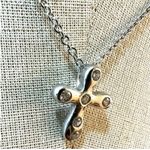 Sterling Silver Cross Pendant with CZ Crystals on Chain – Modern Y2K Vibes Photo 5
