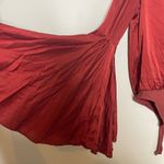 Caroline Constance extra bell sleeve silk V neck burnt orange bodysuit sz S Photo 5