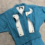 Roffe Ski Suit One Piece Snowsuit Full Zip Vintage Womens 14 Aqua Blue 80’s 90’s Black Photo 11