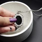 Black Bat Pendant Necklace Silver Photo 4