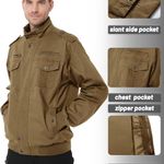 Men's Cotton Jacket Full Zip Lightweight Military Cargo Work Casual Jacket Outwear Coat Photo 6