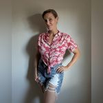 American Eagle Hawaiian Button Up Tie Crop Top Vacation Tropical Photo 2