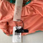 NWT SKY snakeprint ruched drape front turquoise stone embellishment halter top S Orange Photo 8