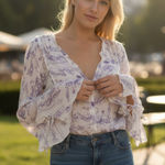 Free Planet NWOT Free People Intimately Everything's Rosy Bodysuit Fram Print Rodeo Photo 0