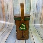 Caro Nana Basket Purse Signed Vintage Victorian Painted House 1960s Lined Brown Photo 1