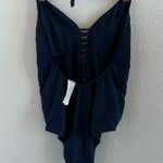 Hollister  Navy Pink Floral Embroidered One Piece Swimsuit Swim Medium Photo 6