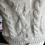 American Eagle  Sweater Natural Oatmeal Oversized Cable knit Hoodie Womens XS S Photo 4