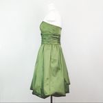 David's Bridal Vintage Y2K Strapless Taffeta Bubble Hem Dress in Chartreuse | Size 4 Photo 3