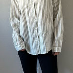 Passports White & Green Striped Button Up Photo 0