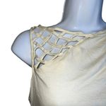 Anthropologie VANESSA VIRGINIA Cream Ruched Open Shoulder Top EUC Size Small Photo 2