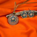 Boho‎ Necklace & Earrings Set Colorful Flower Design Tribal Accessories Tan Photo 6