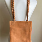Beth Levine Suede Camel Tall Tote Purse Round Braided Rope Handles Shoulder Bag Tan Photo 0