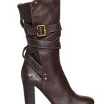 Chloé Paddington Leather Wrap Around Strap Mid Calf Boots Brown Women's 40 / 9 Photo 0