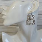 Silver Teddy Bear Drop Earrings with Rhinestines Photo 5