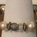 Women's Pink Silver Tone Pearly Rhinestone Beaded Bracelet Glam Western Feminine Silver Photo 0