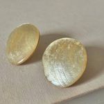 Golden Yellow Abalone Shell Clip On Earrings Vintage “Soraya” Beachy Boho Earthy Jewelry Photo 2