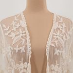 Adiva Lace Duster Kimono Womens Sheer Embroidered Boho Festival Beachy Size L White Size L Photo 2