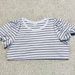 White Striped Tee w/ Puffy Sleeves Photo 3