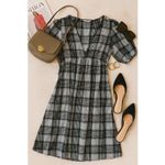ZARA  Plaid Mini Dress Long Sleeve Button Front Casual XS‎ Photo 1