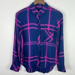 Rails Hunter Shirt Womens XS Navy Plaid Button Preppy Indie Sleaze Y2K Grunge Photo 0