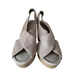 MRKT . Trey Suede Crisscross Strap High Heels Taupe Beige Size 9.5 New FLAW Photo 4