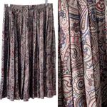 Vintage Paisley Floral Accordion Pleated Wool Blend Midi Skirt size medium M Gray Photo 0