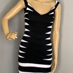 Jovani Black and White Striped Sleeveless Bandage Dress Size 4 Photo 1
