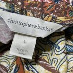Christopher & Banks  Top Knit Fall Botanical Size L Large Brown Blue Photo 3