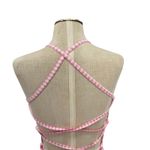 Ellesse Fonti Dress Mini Open Strappy Back Gingham Pink White Size US 10 Photo 9