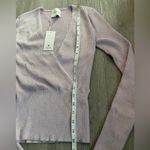 Pink Rose Shimmery Lilac Ribbed Wrap Long Sleeve Top – Size Small (NWT) Photo 3