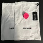 Larroude NWT set of shoe duster bags in white and small pink floral hair clip Photo 0
